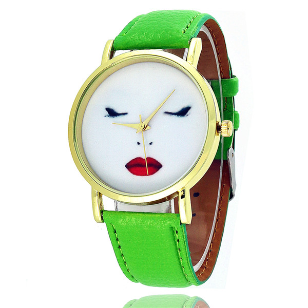 Wristwatches Women's Beauty Face Fashion Dress Watches Leather Quartz Watch Personality Casual Vintage Watch Relogio W0768