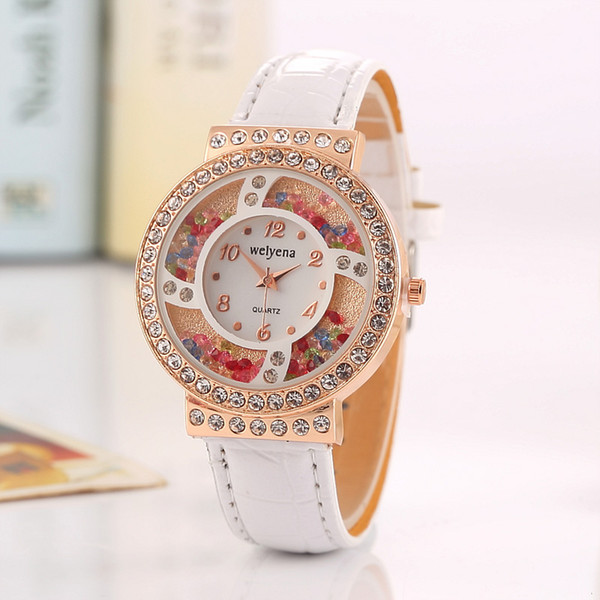 Free shipping wholesale Foreign trade sales speed sell hot style Geneva watch male ladies fashion diamond dial Color quicksand quartz watch