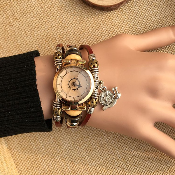 New Arrival Ladies Dress Watches Fashion Leather Retro Student Bracelet Watches Casual Women's Watches Quartz Diamond Wristwatch