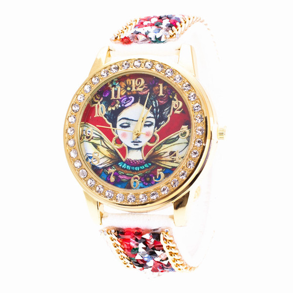 DHL Free Geneva Rhinestones Stone Watches Velvet Belt Buckle Watch Luxury Diamond Women Alloy Ethnic Quartz Watches Round Antique Wristwatch