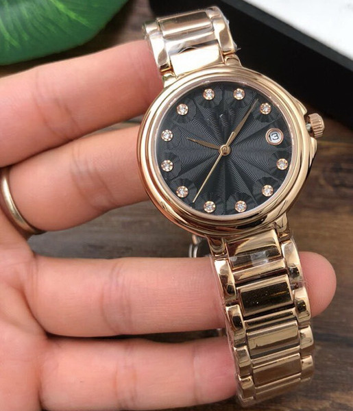 Rose gold sapphire diamond DATE 1853 QUARTZ 3126-LADY fashion Women watch wholesale luxury new Stainless steel Womens watches