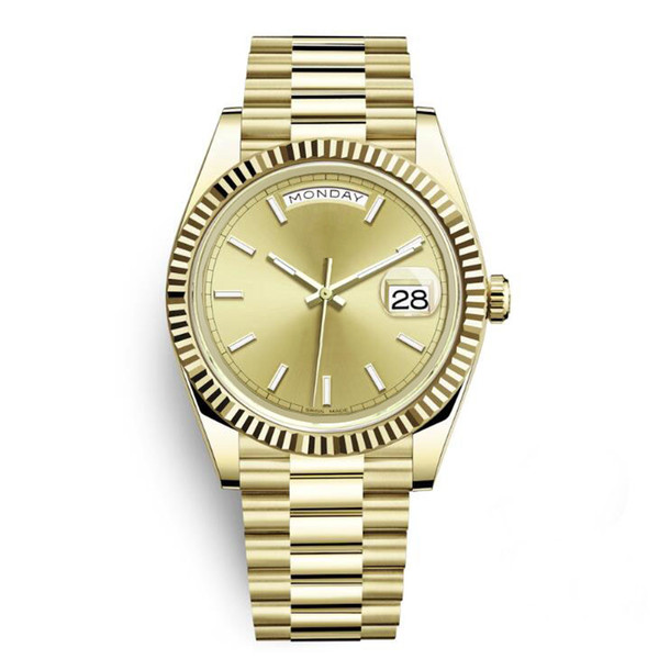 Daydate Classic Style Business Men's Sports Watch DAY-DATE 40MM Gold Dial Chronograph Clasp Date Crown Recommended New Automatic Wristwatch
