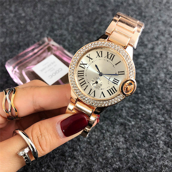 38mm reloj mujer fashion Brand full diamond watch women simple digital Ladies dress Luxury Designer Womens Watches Bracelet Rose Gold Clock