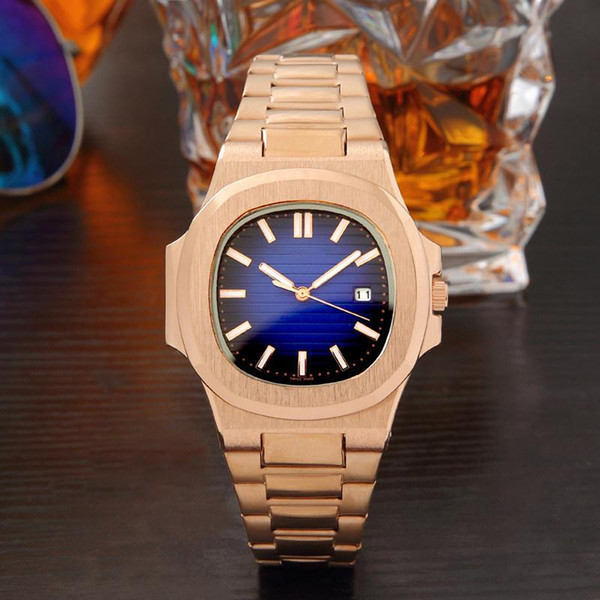 Luxury Top Sports Watch Men Brand Quartz Movement Watches Rose Gold Case Brown Dial Stainless Mens Wristwatch Ladies Quartz Watch