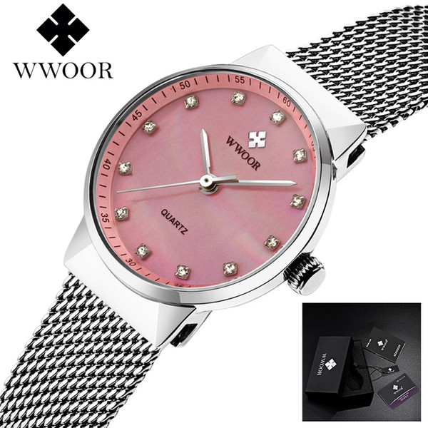 WWOOR Women Watches Bracelet Ladies Rose Gold Watch Women Stainless Steel Quartz Watch Waterproof Female Wristwatch bayan saat Gift