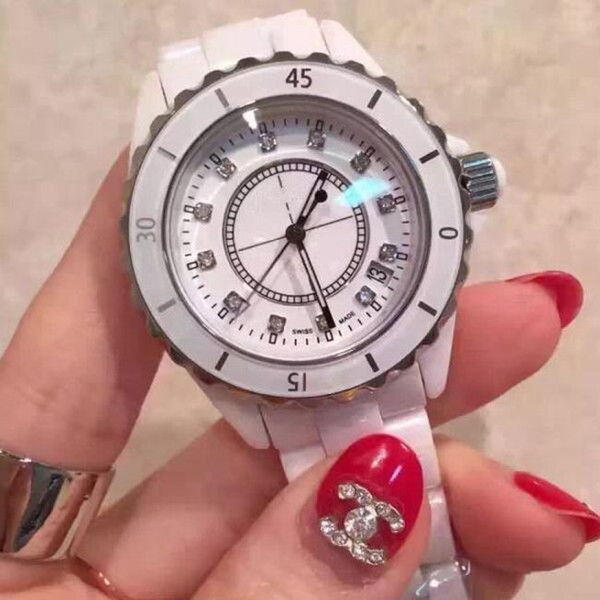 Limited Edition!luxury brand Lady White/Black Ceramic Watches women's fashion waterproof Quartz watch High quality For Women AAA