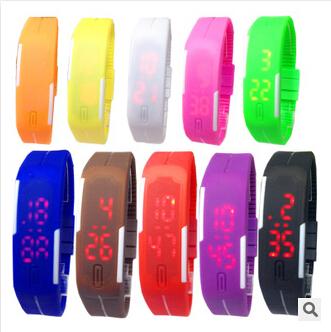 Colorful Waterproof Soft Led Touch Watch Jelly Candy Silicone Rubber Digital Screen Bracelet Watches Men Women Unisex Sports Wristwatch