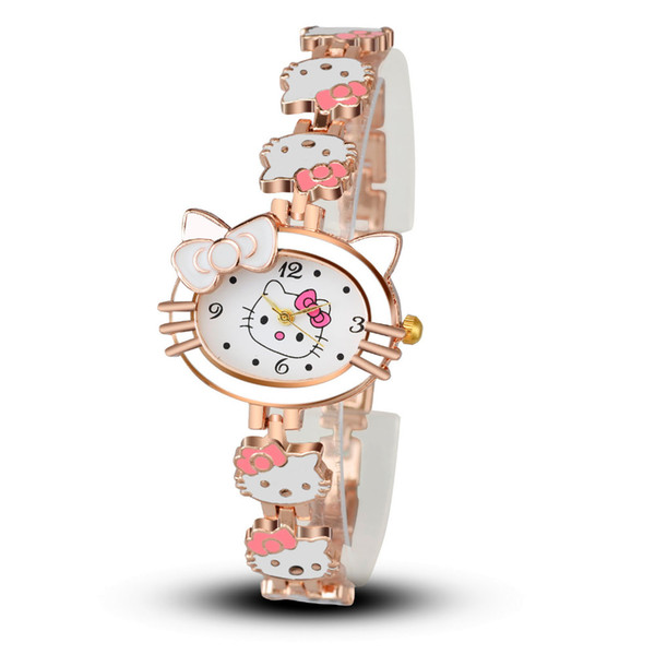 Women Child Cartoon Bracelet Watch Hello Kitty Fashion Casual Dress Quartz Wristwatch Female Mujer Relojes Hot sale Kid Clock