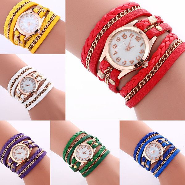 Hot Selling Women Watches Lady Wrap Wrist Watches Round Dial Charming Bracelets Watches Mix HOT statement (230002)