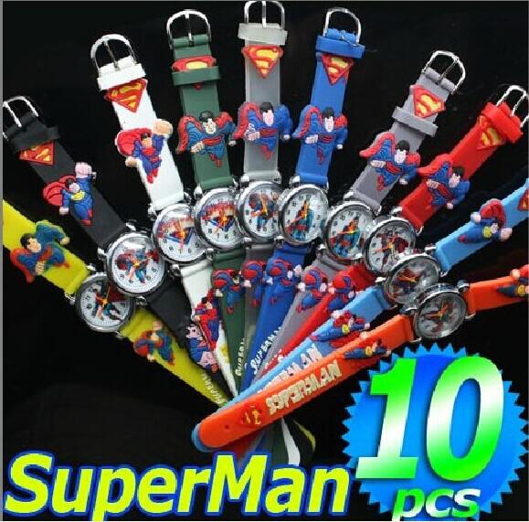 2014 NEW Superman Watch 3D Cartoon Superman watch Kids Watch children Quartz Watches Christmas gift 10pcs free shipping