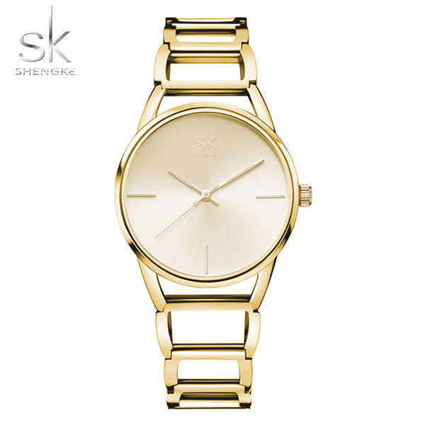 Shengke Watch for Women Ultrathin Stainless Steel Bracelet Fashion Quartz Wristwatch Ladies Elegant Gold Watch Relogio Feminino