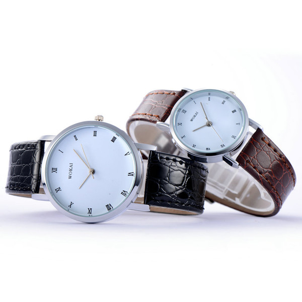 Brand New Brown Luxury Fashion Faux Leather Mens Quartz Analog Watch Casual Male Business Watches Top Quality