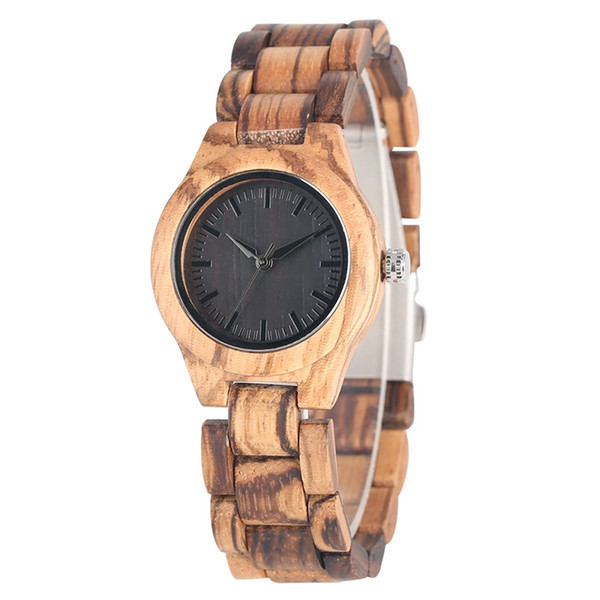 Natural Handmade Zebra Wooden Watch for Women Classic Dial Quartz Wooden Watches High Quality Wood Strap Wristwatch