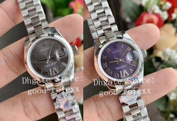 28mm Blue Gray Ladys Automatic Watches Womens Watch Eta 2671 Movement 178383 Steel Ladies Wf Datejust President 279166 Sapphire Wristwatches