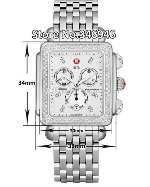 free shipping Michele Signature DECO Diamonds MOP Diamond Dial Watch Women's MWW06P000099