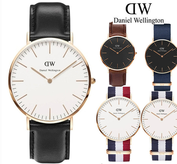 New Mens womens Daniel Wellington watches 40mm Men watches 36 Women Watches DW Luxury Brand Quartz Watch Classic waterproof black leather