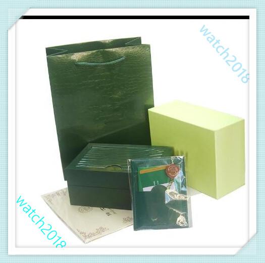 Free Shipping Top Luxury Watch Brand Green Original Box Papers Gift Watches Boxes Leather bag Card 0.8KG For Watch Box