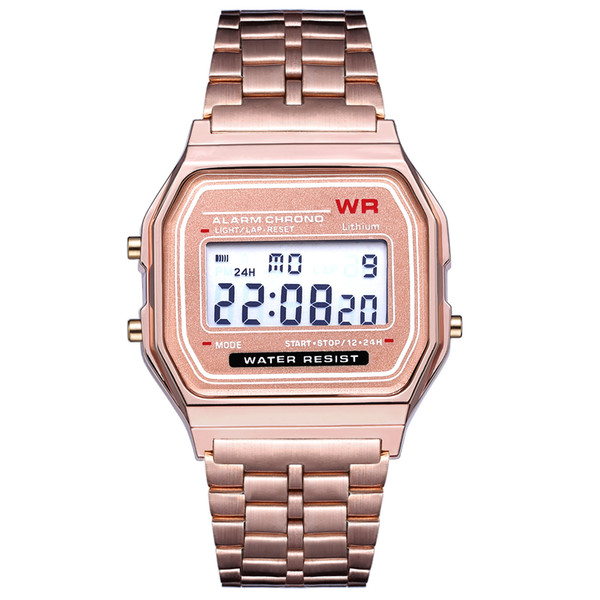 Rose Gold Brand watch F-91W LED watches Fashion Ultra-thin digital LED Wrist Watches F91W Men Women Sport watch