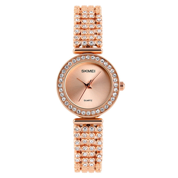 SKMEI 1224 Women Quartz Wristwatches Classic Diamond Bracelet Girl 30M Waterproof Fashion Luxury Ladies Watches Relogio Feminino