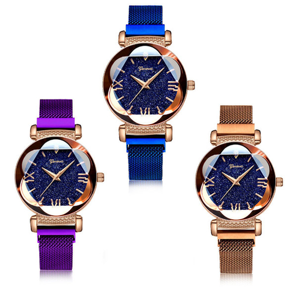 Creative Flower Drilling Milan Star Retro Watch Exquisite Roman Scale Magnetic Comfort Mesh With Ladies Quartz Watch