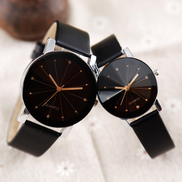 High quality quartz watches Arrival men women's Dial Clock Leather bracelet WristWatch geometry sports Watch lover wristwatches