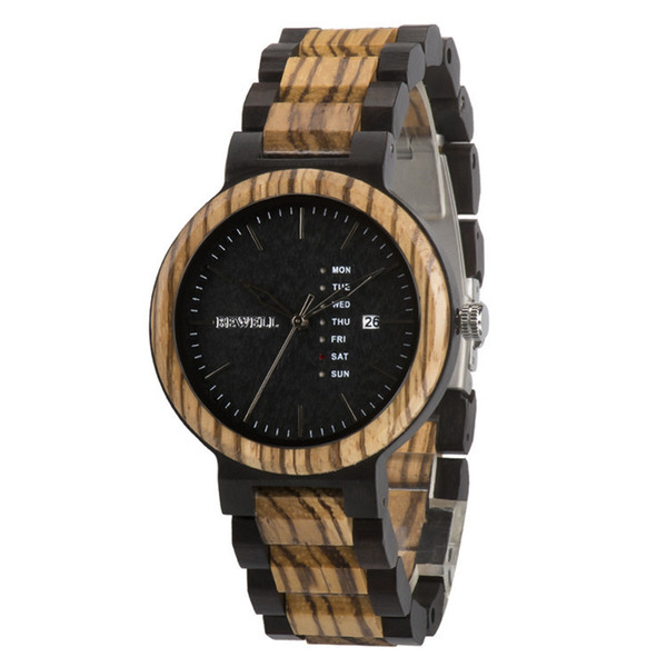 Wood Watch men' Bewell zabra wood male 's watches retro desigh best gift for boy