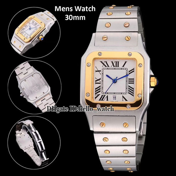 Fashion New Unisex Watches 30mm W20011C4 White Dial Swiss Quartz Womens Watch Two Tone Gold Case Band Ladies Mens Wristwatches