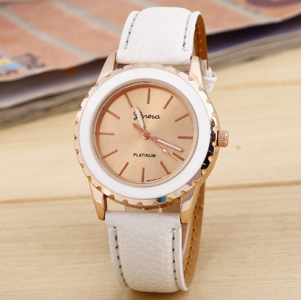 Casual Fashion Womens Mens Simple Watches Neutral Women Men Geneva Watch Gold Shell Leather Watch Reloj Hombre Relojes Mujer