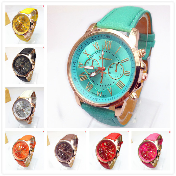 NEW Geneva Watch women Fashion Quartz Watches Leather Young Sports Women gold watch Casual Dress Wristwatches relogios feminino