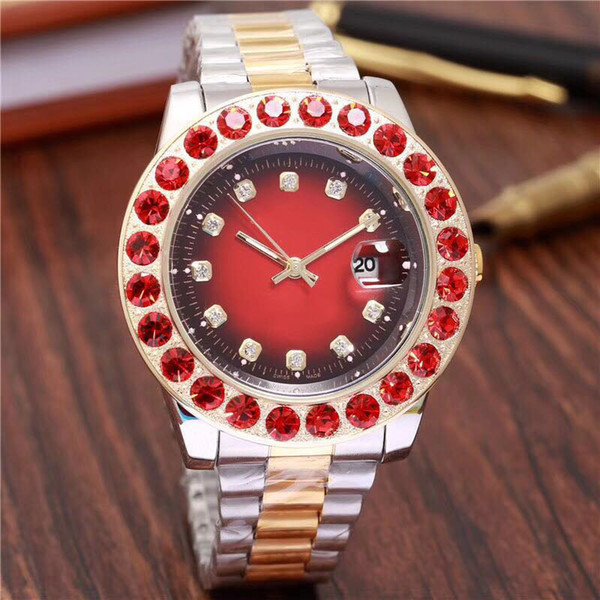 2018 44MM Mens Men Watch Big Diamonds Day-Date Stainless Steel Perpetual President Automatic Diamond Wristwatch Watches.