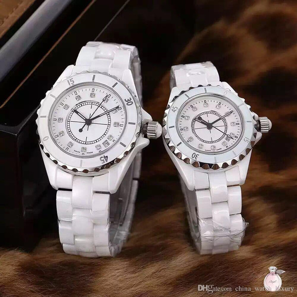 2018 Luxury Lady White/Black Ceramic diamond Watches High Quality Quartz Wristwatches For Women watches
