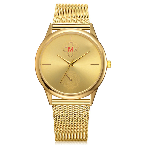 Simple Style Fashion Gold Watches Women Fashion Dress Mesh band steel Quartz Wristwatches Lovers Wtches Personality Casual Relogio