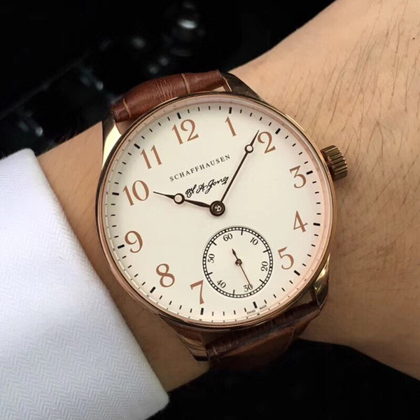 Original brand Mens Watches Hand-winding mechanical movement 44mm Casual watches cowhide Leather strap W545408 fashion sport watches F330