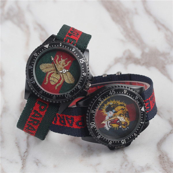 New Top Brand Bee Face Men Women Luxury Quartz Watch Colorful Nylon Sports Watches Men Casual Waterproof Watch Lady Orologio With Box