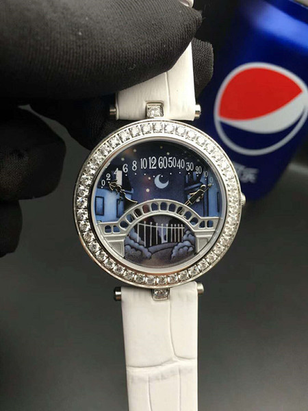 Classic love story women's Watch original quartz movement white leather strap with sapphire mirror fashion watches