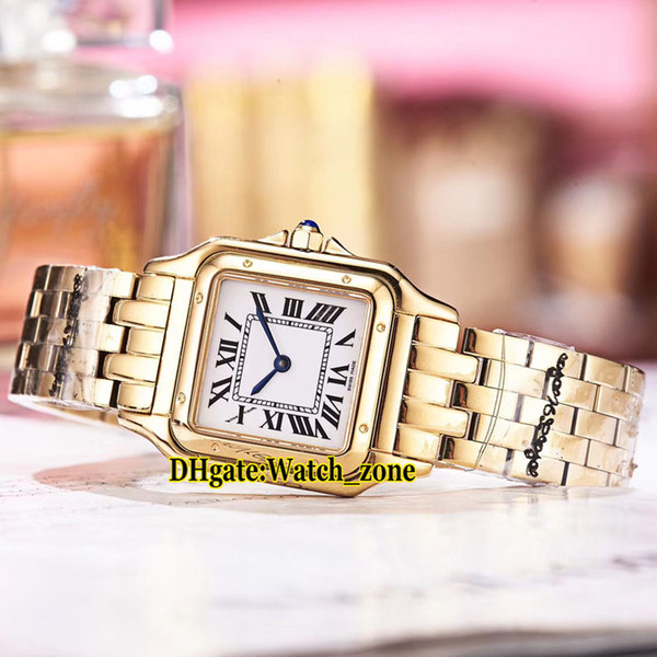 New 27mm Panthere de WGPN0009 White Dial Swiss Quartz Womens Watch 18k Yellow Gold Case Steel Band 13 Style Fashion Lady Watches