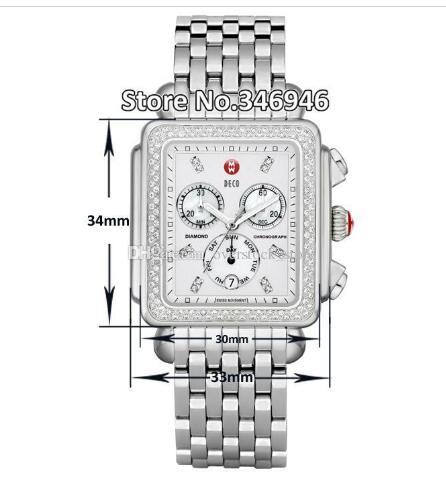 Luxury watches Stainless steel bracelet Michele Deco Diamond Chronograph/Day/Date Fully Function Quartz Watch Fashion Women's Dress Watches