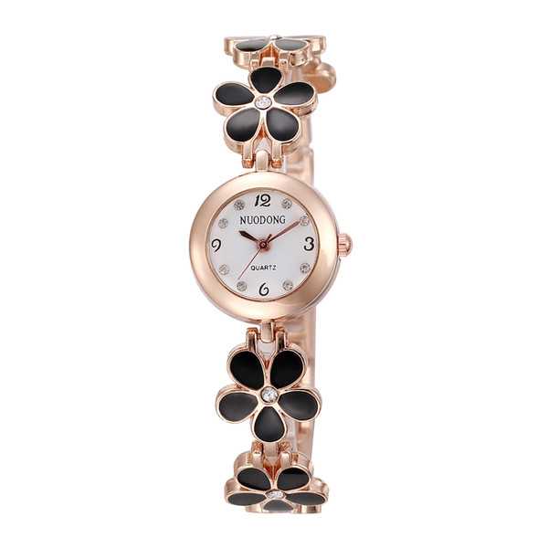 Fashion colorful women alloy metal plum blossom flower bracelet watch 2017 new casual ladies dress quartz diamond party watches