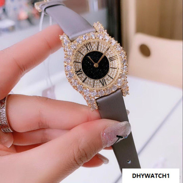 2019 Full diamond BEZEL QUARTZ gold 31 mm case BROWN BELT orologio sport fashion Women watch new Stainless steel Womens watches