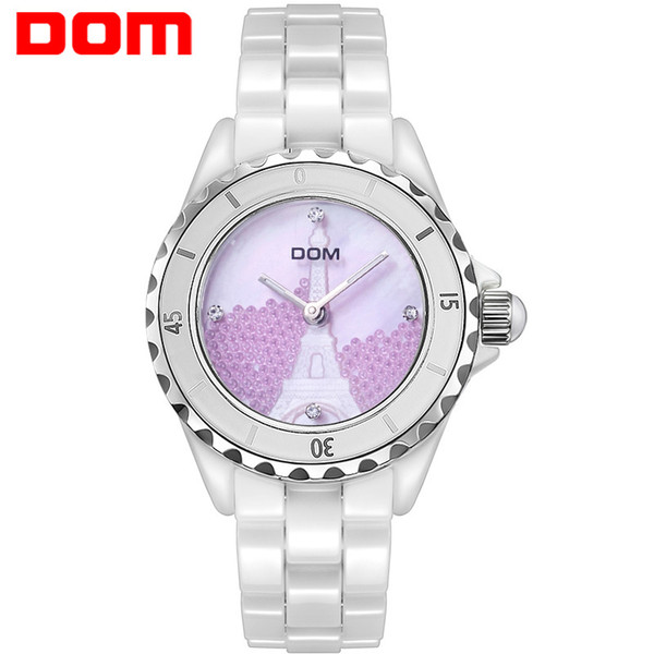 Unique ceramic watch with crystal wrist watch luminous water resistant quartz watch lady's wristwatches with a rotating dial free shipping