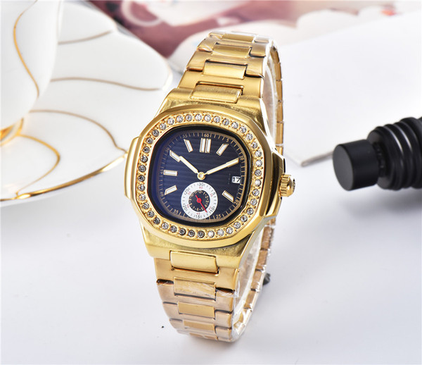 Factory Price Hot Sell Diamond Dial Men And Women Casual Watches Exquisite Gold Steel Strap Daily Waterproof Watches Quartz-Battery Gift