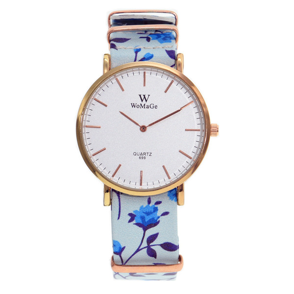 Latest Style 7 Colors Watch Wholesale Flower Leather Two Pointer Wristwatch Couple Quartz Dress Watch For Men Women