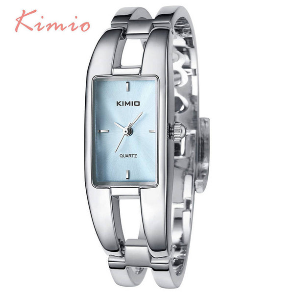 2018 Hot Sale KIMIO Luxury Women's Quartz Watches Waterproof Stainless Steel Hollow Square Bracelet Ladies Watches montre femme