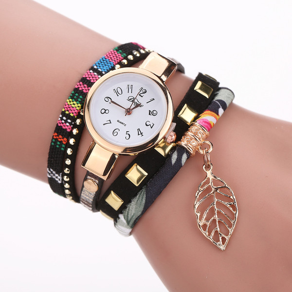 free shipping Duoya retro colorful woven printing watch leaves pendant leisure family name wind watch sales