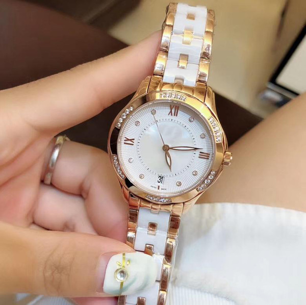 Designer New Top Quality Quartz Movement Ceramic Crystal Dial White Dial Women Watch Ceramic Band Free Shipping