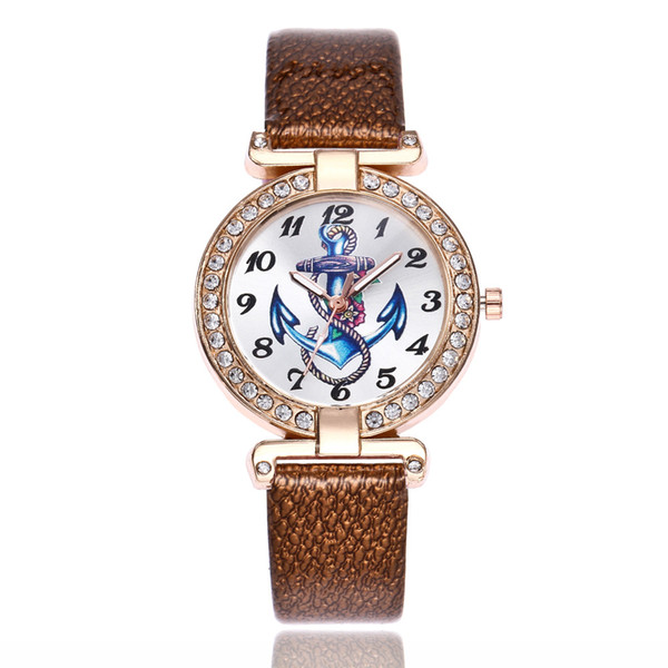 New ladies casual diamond belt watch classic digital anchor quartz watch female