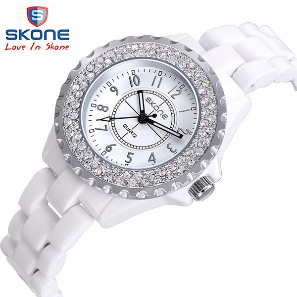 Ceramic watch Fashion Casual Women quartz watches relojes mujer SKONE brand luxury wristwatches Girl elegant Dress clock 7242GBS914