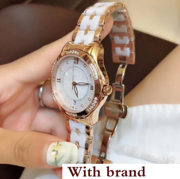 New Style Top Quality Quartz Movement Ceramic Crystal Dial White Dial Women Watch Ceramic Band Free Shipping