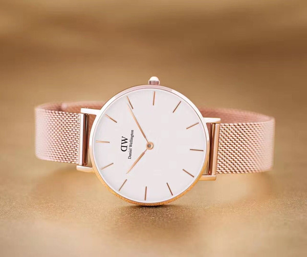 2018 Good quality TOP luxury 32mm brand women watches fashion rose gold mesh band ladies dw female quartz watches montre femme relojes