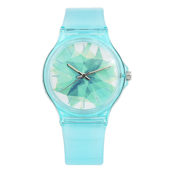 New Fashion Luxury Simple Mini Women Girls Water Resistant Watch Waterproof Blue Transparent Candy Jelly For Children WatchY1883105